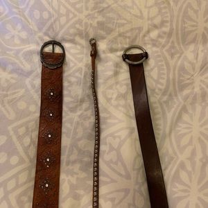 Brown Leather belts with silver hard wear